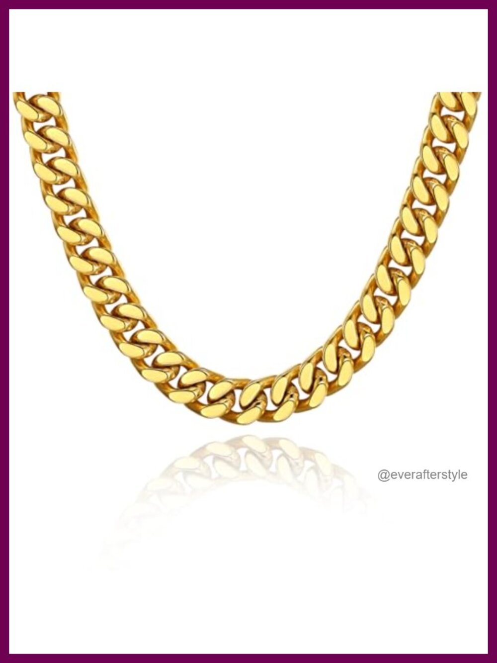 Stainless Steel Cuban Link Chain Necklace 14mm 16" Gold Plated